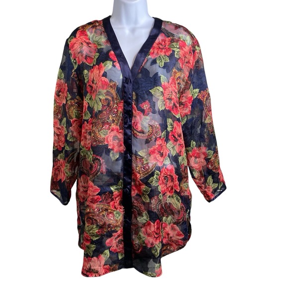 Victoria's Secret Other - Vintage Victoria's Secret Gold Label Floral Sleep Shirt Size S Nightie Sheer